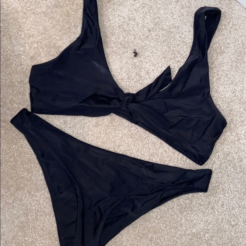 Black zaful swimsuit front tie